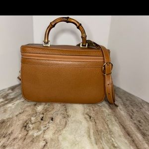GUCCI - Vintage Bamboo Vanity/cosmetic Case Leather Medium